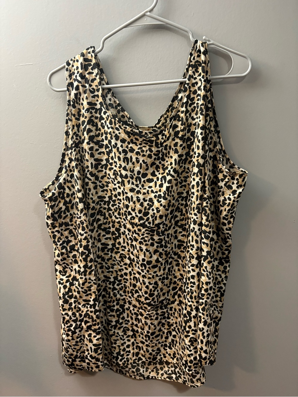 Faded Glory Leopard Print Tank Top - Beige Black
